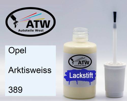 Opel, Arktisweiss, 389: 20ml Lackstift, von ATW Autoteile West.