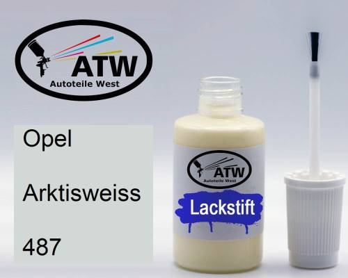 Opel, Arktisweiss, 487: 20ml Lackstift, von ATW Autoteile West.