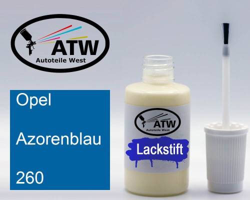 Opel, Azorenblau, 260: 20ml Lackstift, von ATW Autoteile West.