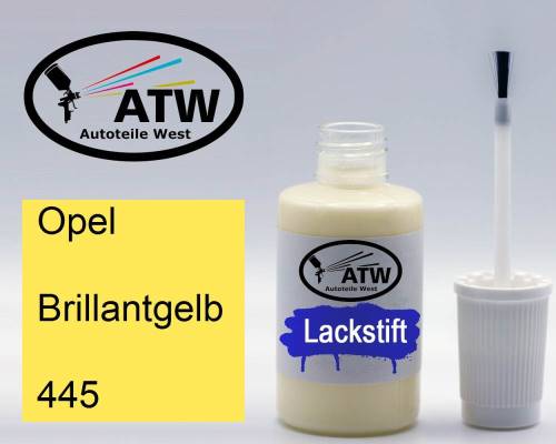Opel, Brillantgelb, 445: 20ml Lackstift, von ATW Autoteile West.