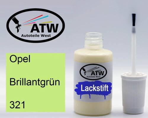 Opel, Brillantgrün, 321: 20ml Lackstift, von ATW Autoteile West.