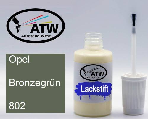 Opel, Bronzegrün, 802: 20ml Lackstift, von ATW Autoteile West.