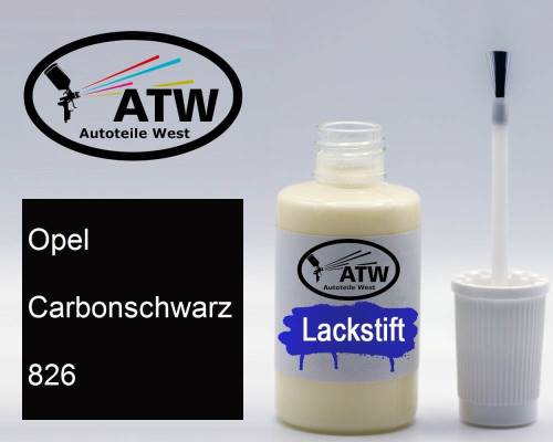 Opel, Carbonschwarz, 826: 20ml Lackstift, von ATW Autoteile West.