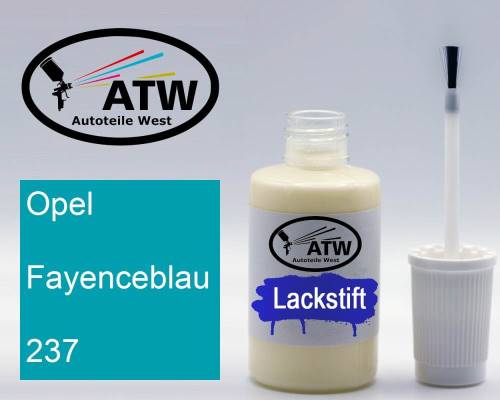 Opel, Fayenceblau, 237: 20ml Lackstift, von ATW Autoteile West.