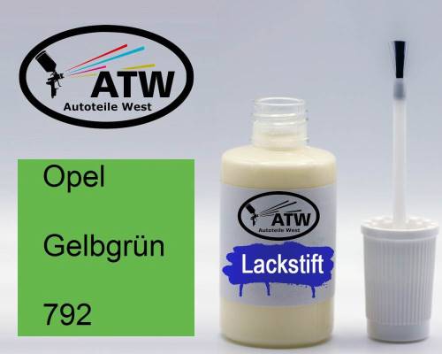 Opel, Gelbgrün, 792: 20ml Lackstift, von ATW Autoteile West.