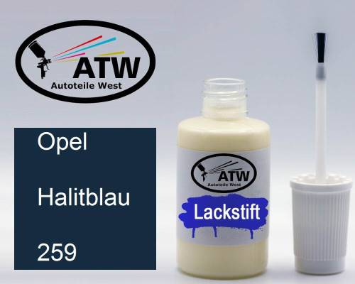 Opel, Halitblau, 259: 20ml Lackstift, von ATW Autoteile West.