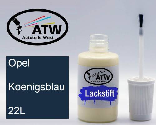 Opel, Koenigsblau, 22L: 20ml Lackstift, von ATW Autoteile West.