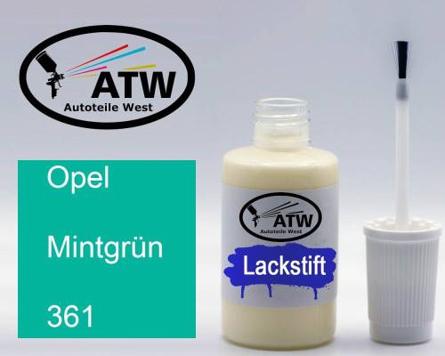 Opel, Mintgrün, 361: 20ml Lackstift, von ATW Autoteile West.