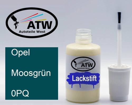 Opel, Moosgrün, 0PQ: 20ml Lackstift, von ATW Autoteile West.