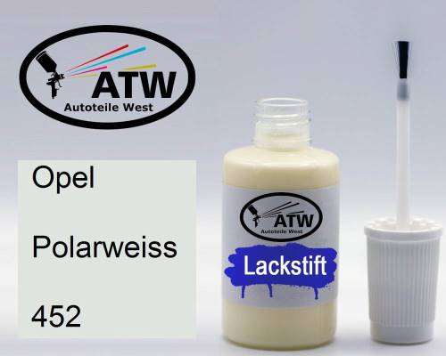 Opel, Polarweiss, 452: 20ml Lackstift, von ATW Autoteile West.