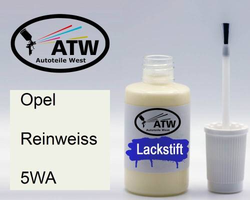 Opel, Reinweiss, 5WA: 20ml Lackstift, von ATW Autoteile West.