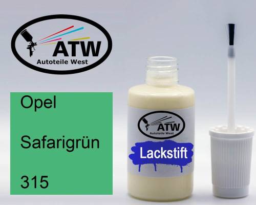 Opel, Safarigrün, 315: 20ml Lackstift, von ATW Autoteile West.