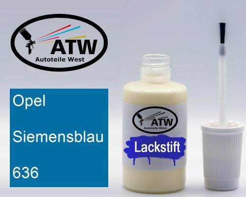 Opel, Siemensblau, 636: 20ml Lackstift, von ATW Autoteile West.