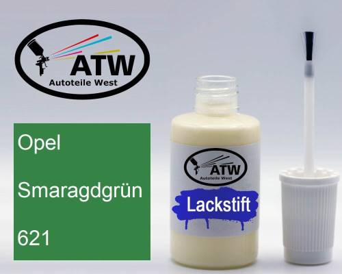 Opel, Smaragdgrün, 621: 20ml Lackstift, von ATW Autoteile West.