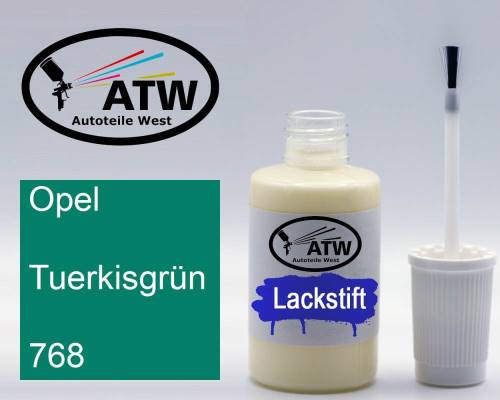 Opel, Tuerkisgrün, 768: 20ml Lackstift, von ATW Autoteile West.