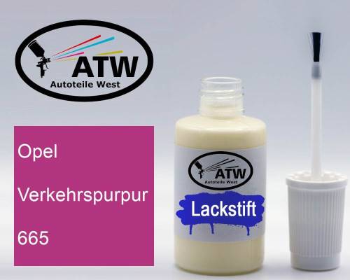 Opel, Verkehrspurpur, 665: 20ml Lackstift, von ATW Autoteile West.