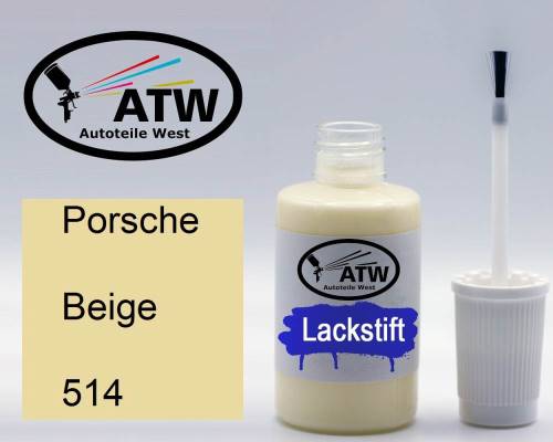 Porsche, Beige, 514: 20ml Lackstift, von ATW Autoteile West.