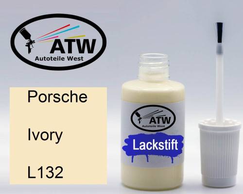 Porsche, Ivory, L132: 20ml Lackstift, von ATW Autoteile West.