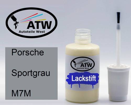 Porsche, Sportgrau, M7M: 20ml Lackstift, von ATW Autoteile West.