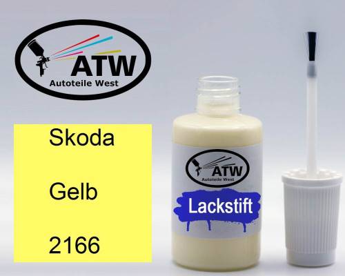 Skoda, Gelb, 2166: 20ml Lackstift, von ATW Autoteile West.