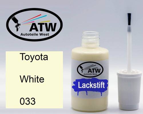 Toyota, White, 033: 20ml Lackstift, von ATW Autoteile West.