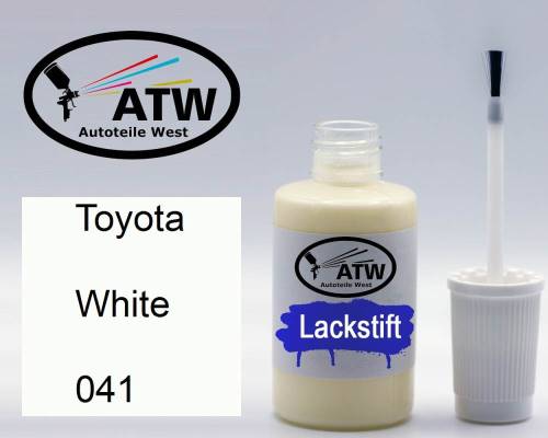 Toyota, White, 041: 20ml Lackstift, von ATW Autoteile West.