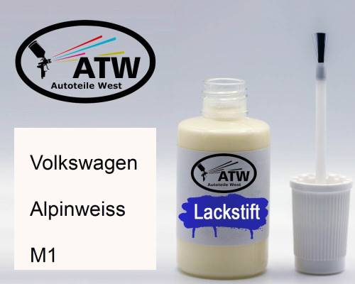 Volkswagen, Alpinweiss, M1: 20ml Lackstift, von ATW Autoteile West.