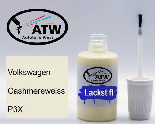 Volkswagen, Cashmereweiss, P3X: 20ml Lackstift, von ATW Autoteile West.