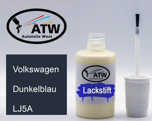 Volkswagen, Dunkelblau, LJ5A: 20ml Lackstift, von ATW Autoteile West.