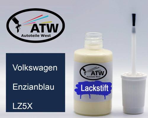 Volkswagen, Enzianblau, LZ5X: 20ml Lackstift, von ATW Autoteile West.