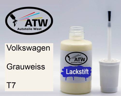 Volkswagen, Grauweiss, T7: 20ml Lackstift, von ATW Autoteile West.