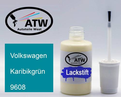 Volkswagen, Karibikgrün, 9608: 20ml Lackstift, von ATW Autoteile West.