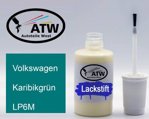 Volkswagen, Karibikgrün, LP6M: 20ml Lackstift, von ATW Autoteile West.