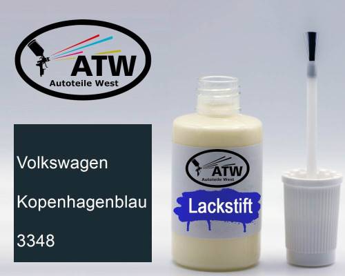 Volkswagen, Kopenhagenblau, 3348: 20ml Lackstift, von ATW Autoteile West.