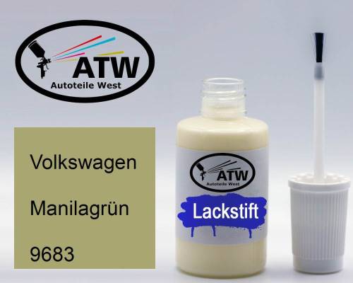 Volkswagen, Manilagrün, 9683: 20ml Lackstift, von ATW Autoteile West.