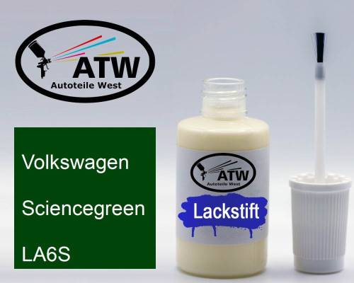 Volkswagen, Sciencegreen, LA6S: 20ml Lackstift, von ATW Autoteile West.