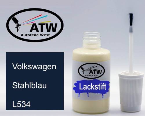 Volkswagen, Stahlblau, L534: 20ml Lackstift, von ATW Autoteile West.