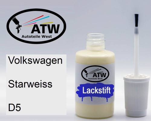 Volkswagen, Starweiss, D5: 20ml Lackstift, von ATW Autoteile West.