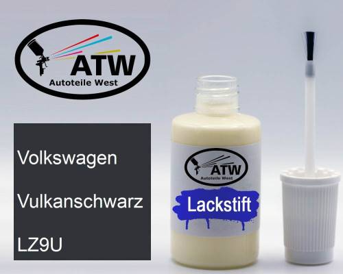 Volkswagen, Vulkanschwarz, LZ9U: 20ml Lackstift, von ATW Autoteile West.