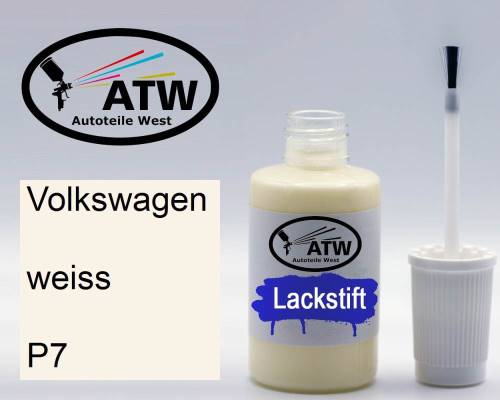 Volkswagen, weiss, P7: 20ml Lackstift, von ATW Autoteile West.