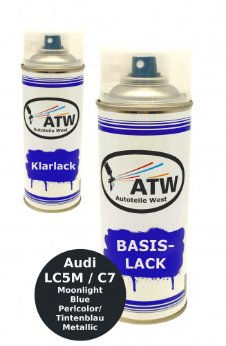 Autolack für Audi LC5M / C7 Moonlight Blue Perlcolor / Tintenblau Metallic+400ml Klarlack Set