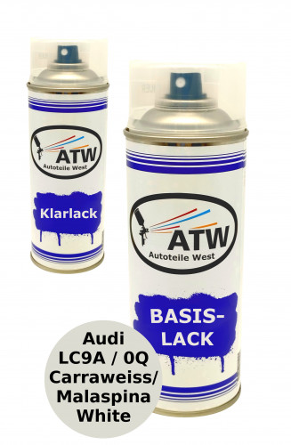Autolack für Audi LC9A / 0Q Carraweiss / Malaspina White+400ml Klarlack Set