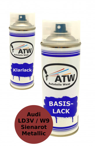 Autolack für Audi LD3V / W9 Sienarot Metallic +400ml Klarlack Set