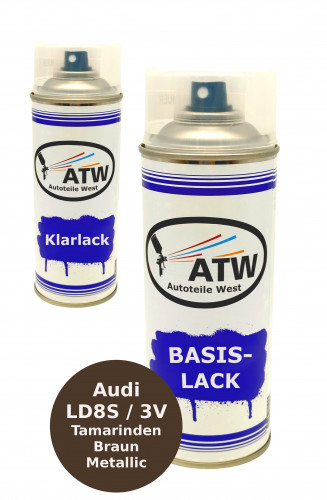 Autolack für Audi LD8S / 3V Tamarinden Braun Metallic+400ml Klarlack Set