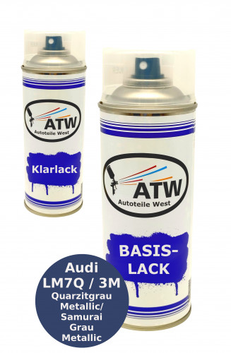 Autolack für Audi LM7Q / 3M Quarzitgrau Metallic / Samurai Grau Metallic+400ml Klarlack Set