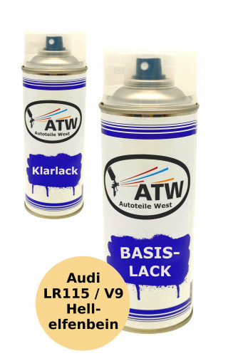 Autolack für Audi LR115 / V9 Hellelfenbein +400ml Klarlack Set
