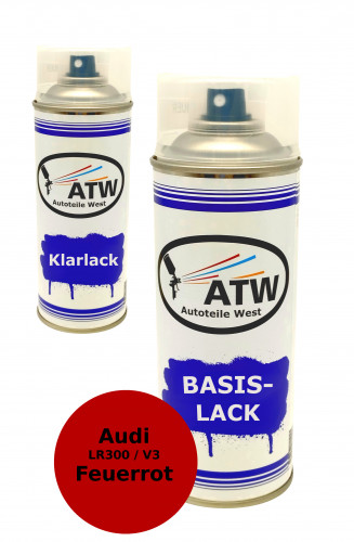 Autolack für Audi LR300 / V3 Feuerrot+400ml Klarlack Set