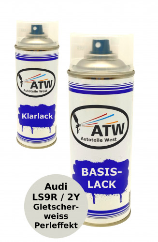 Autolack für Audi LS9R / 2Y Gletscherweiss Perleffekt+400ml Klarlack Set