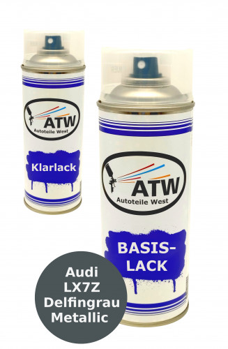 Autolack für Audi LX7Z Delfingrau Metallic +400ml Klarlack Set