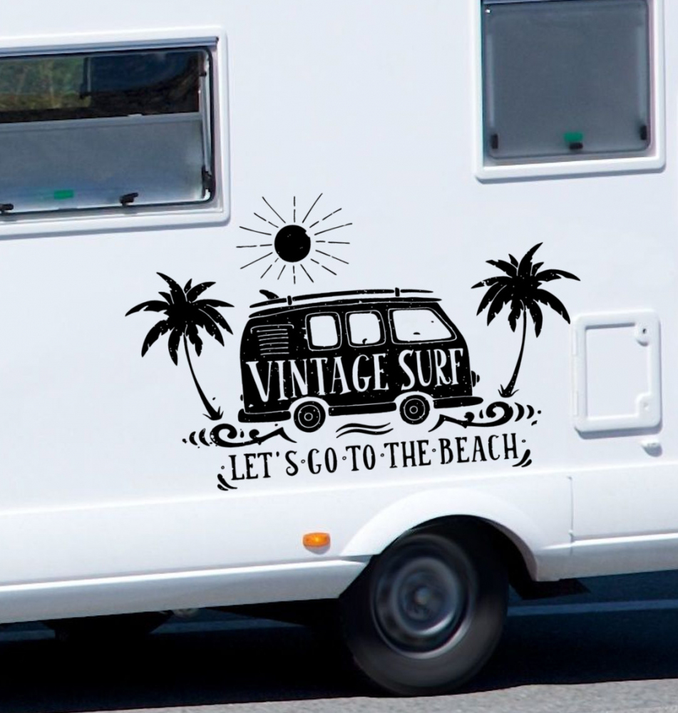 Aufkleber Vintage Surf Bus